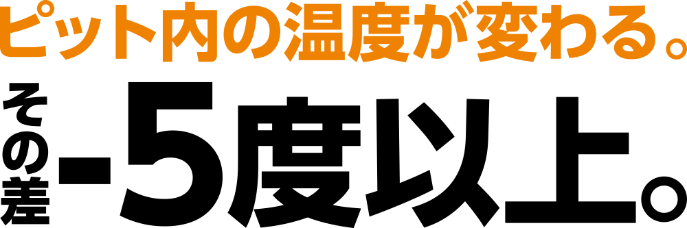 ピット内の温度が変わる。その差-5度以上。