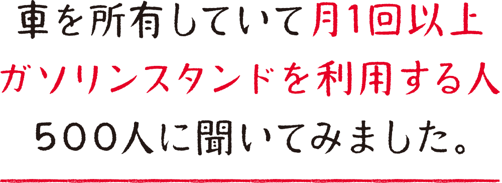 車を所有していて月1回以上過疎リンスタンドを利用する人500人に聞いてみました。