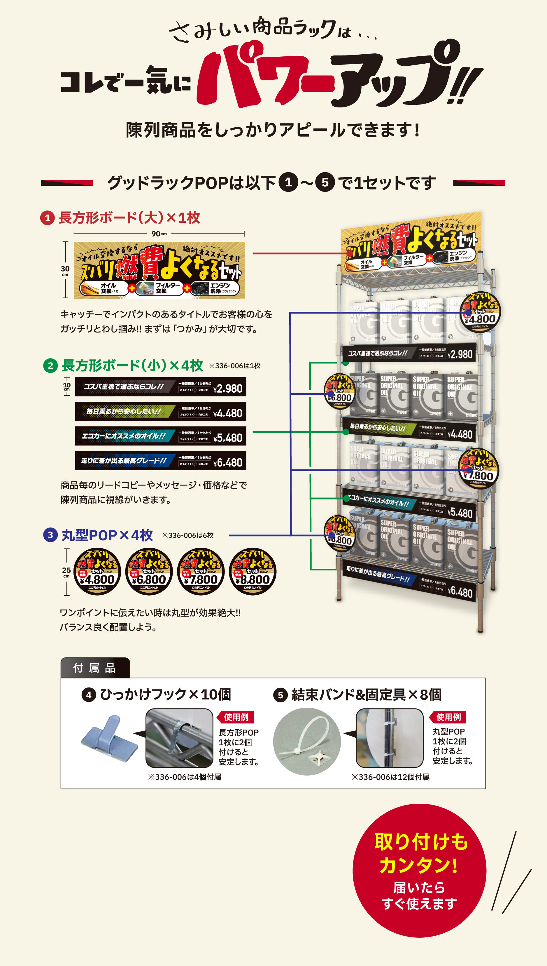 さみしい商品ラックはコレで一気にパワーアップ！