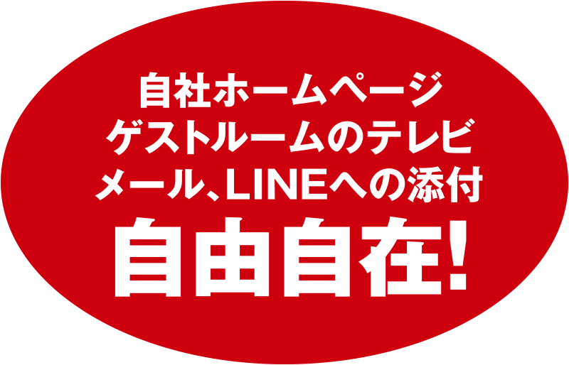 自社ホームページゲストルームのテレビメール、LINEへの添付　自由自在！