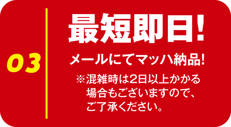 メールにてマッハ納品!最短即日！